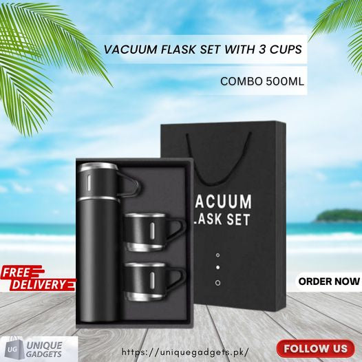 Vacuum Flask Set 3 Cup 500 Ml Double-layer Stainless Steel Vacuum Flask Set ( Random Color )