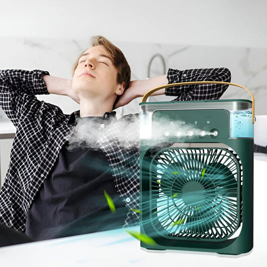 Portable Air Conditioner Fan Large Size Usb Electric Fan With Led Night Light, Fine Mist Water, And Humidifier Function | Led Night Light Water Mist (random Color)